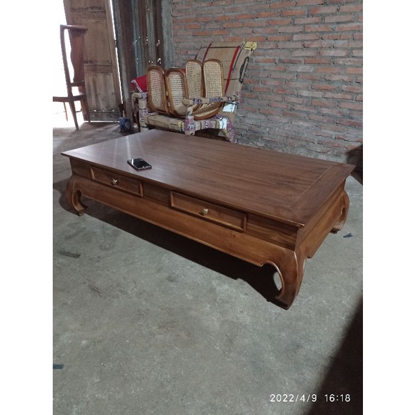 Meja tamu ketapang laci - meja kopi lesehan polos - meja opium - meja tamu jati