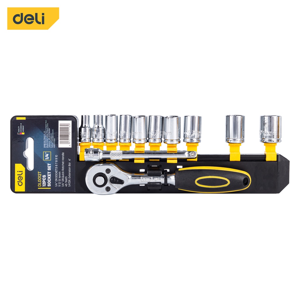 Deli Socket Sets / Paket Kunci Sok1/4  12pcs Scoket Set Perkakas EDL0012T