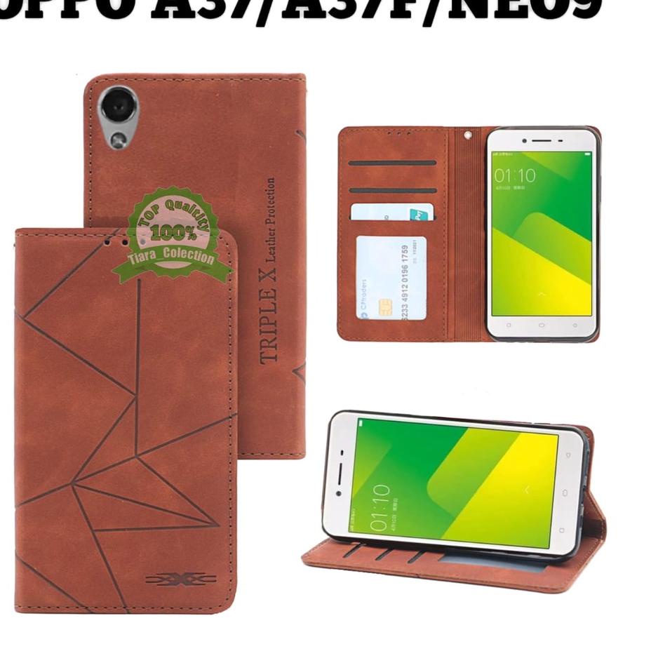 ☄ CASE HP OPPO A37 A37F NEO 9 LEATHER FLIP MAGNET SARUNG BUKU HP BUKA TUTUP ♗