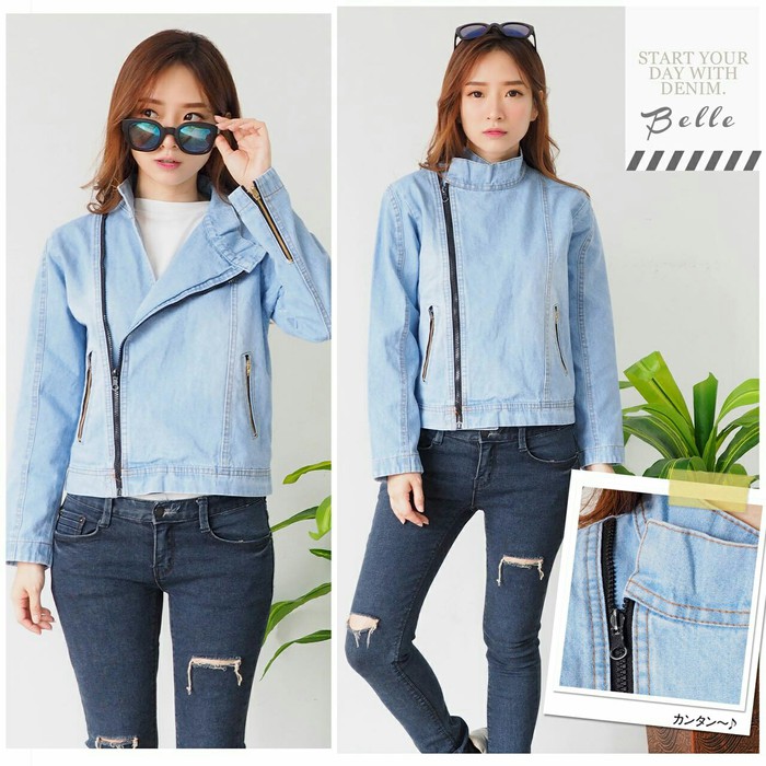 JAKET MANGO ZIPPER Jaket Jeans Wanita Jaket Cewek kekinian