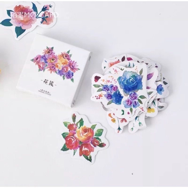 (45 PCS) STICKER AESTHETIC CUTE BOX STIKER LUCU MURAH BINATANG ORANG BUNGA SCRAPBOOK STIKER HP-Flower