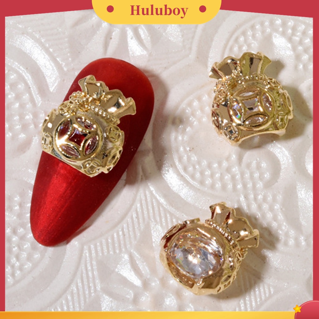 Huluboy Huluboy♡ Perhiasan Aksesoris Dekorasi Kuku Bahan Cubic Zirconia Alloy Untuk Salon