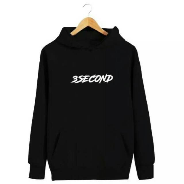 JAKET SWEATER HOODIE HITAM 3SECOND
