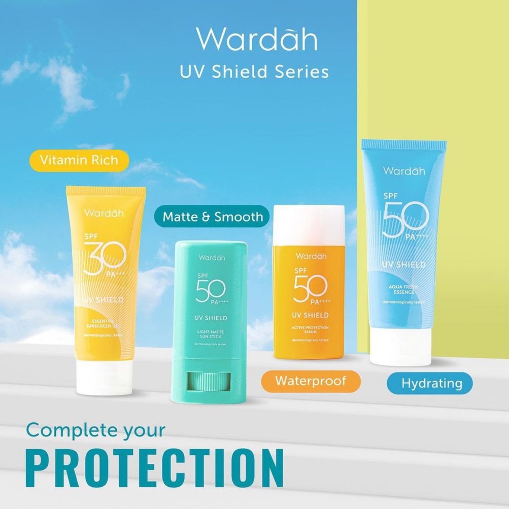 Wardah Sunscreen UV Shield SPF 30 50 PA++ | Serum Aqua Fresh Essence Sun Stick