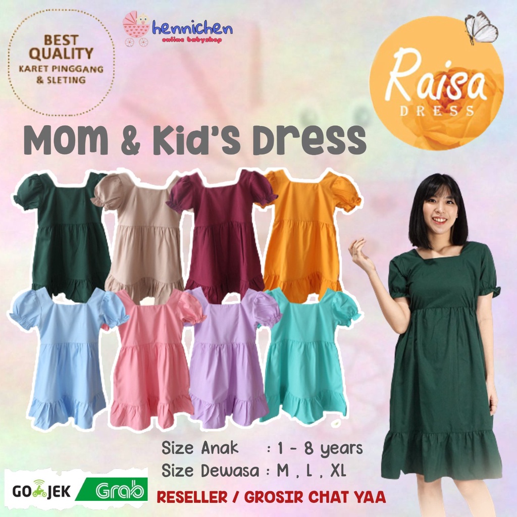 BAJU NATAL EDISI NATAL RAISA DRESS PREMIUM DRESS COUPLE MAMA DAN ANAK MOM AND ME DRESS NATAL PEREMPUAN 1-8 TAHUN