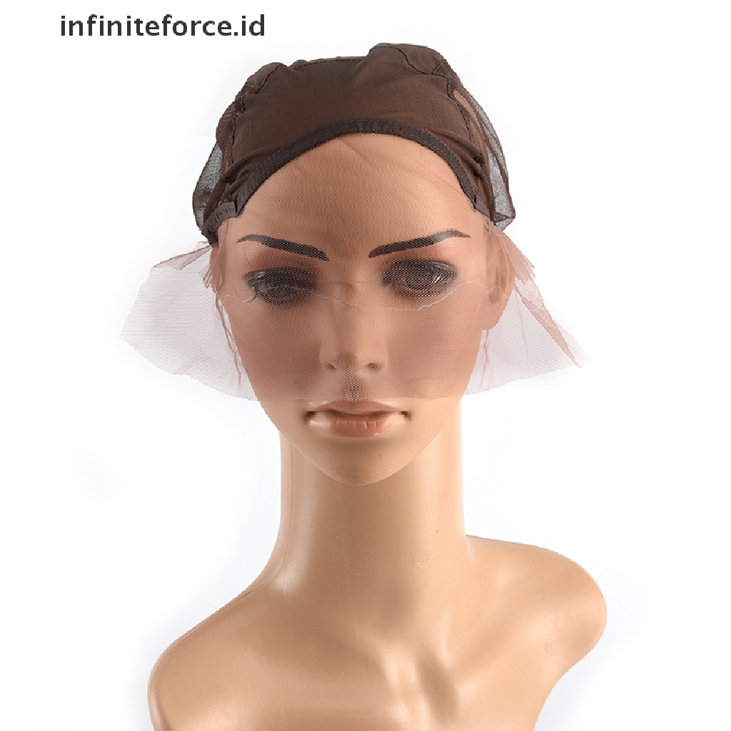 (Infiniteforce.Id) Topi Wig / Rambut Palsu Lace Depan Elastis Warna Hitam / Coklat Untuk Wanita