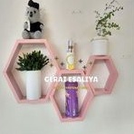 Rak Dinding Hiasan Ruang Tamu Dinding Kamar Hexagonal Rak 1 Set 3Pcs