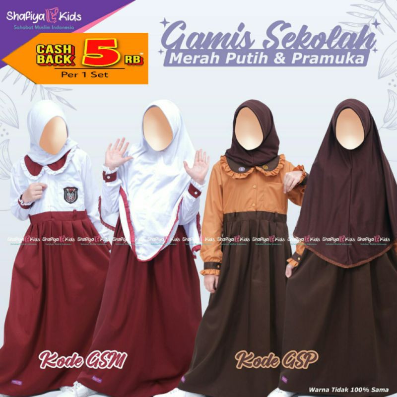 Gamis Seragam Sekolah SD Merah Putih & Pramuka | Shafiya Kids