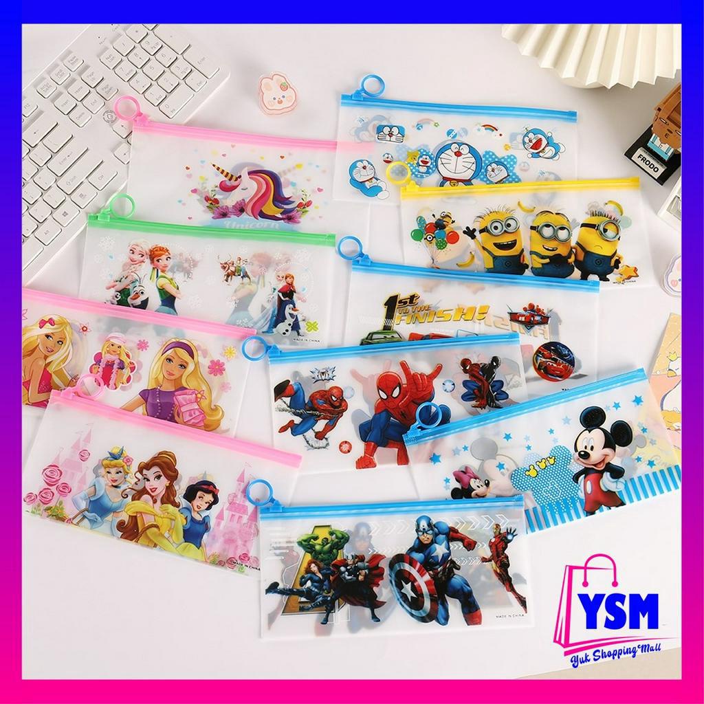 

YSM Tempat Pensil Pulpen Transparan Ziplock Karakter Serbaguna Pouch Zip Lock Penyimpanan Kosmetik Pouch Zipper Pencil Case Tempat Penyimpanan Alat Tulis Murah t