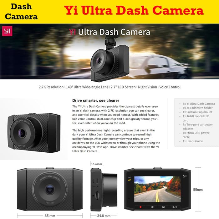 Yi Ultra Dash Camera - Kamera Mobil
