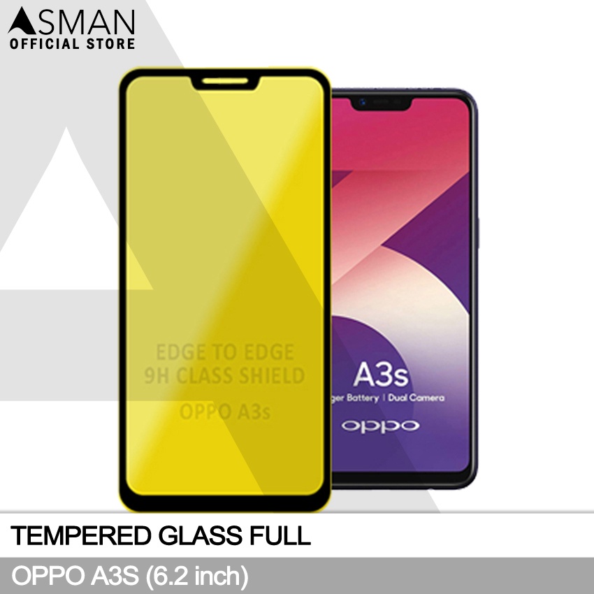 Tempered Glass Full OPPO A3S (6.2&quot;) | Anti Gores Kaca - Hitam