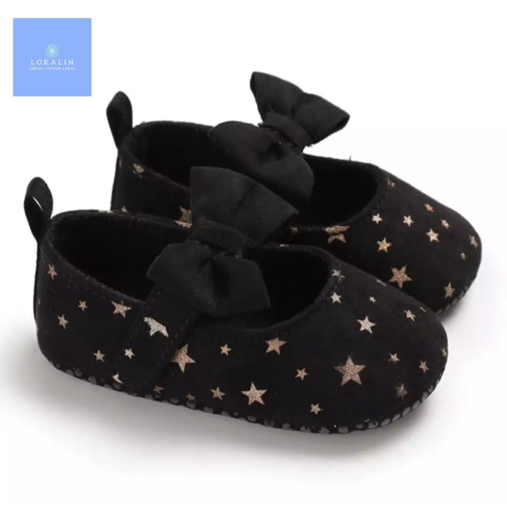 Sepatu Bayi Perempuan Motif Bintang-Prewalker Pita 0-14 Bulan