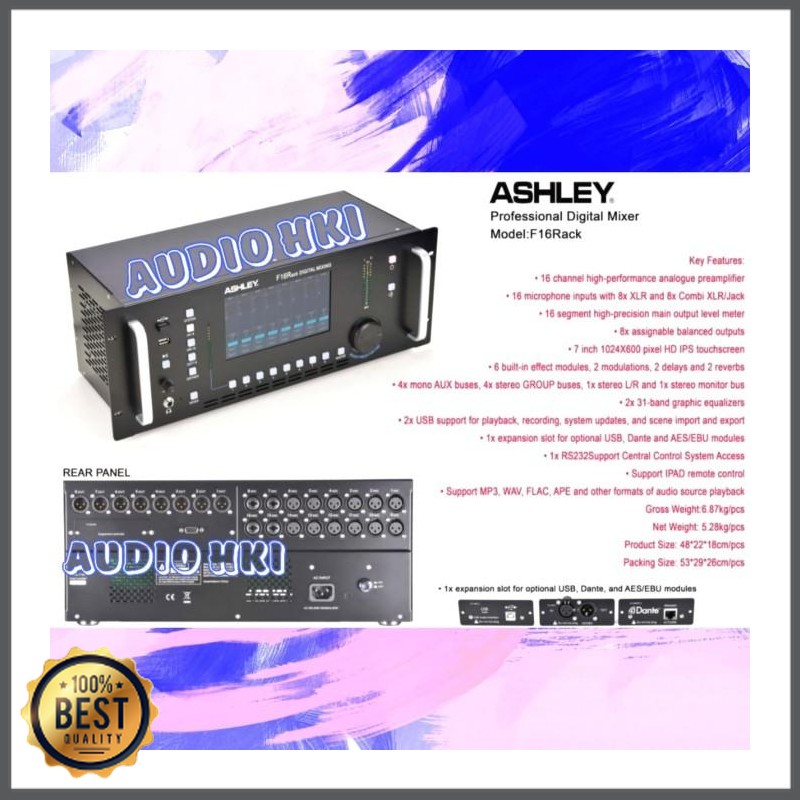 Mishad Shop -  MIXER AUDIO DIGITAL ASHLEY F-16 RACK ORIGINAL GARANSI 1 TAHUN GU-5117-2705