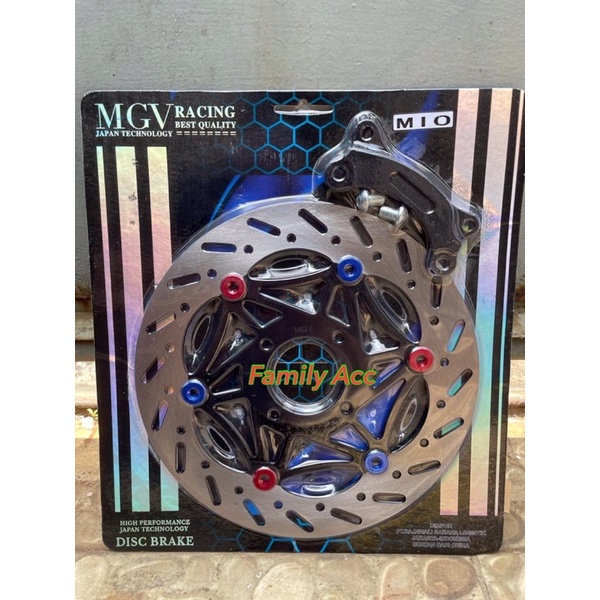 PIRINGAN CAKRAM LEBAR 260MM MGV ORIGINAL PLUS BREKET MIO SOUL/ MIO SPORTY/ XEON RC/ XEON GT 125/ XRIDE LAMA/ MIO SMILE BLACK EDITION LUBANG 4 MGV RACING