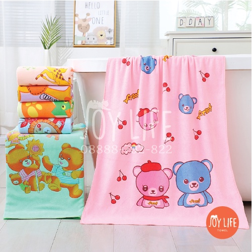 Handuk mandi microfiber 50cmx100cm / handuk anak / handuk baby motif warna tebal dan lembut