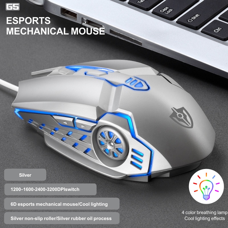 Mouse Gaming Colorful Backlight Adjustable 3200DPI LED Optical USB Wired Gaming Mouse 7 Buttons PC ergonomic For Gaming Laptop / PC