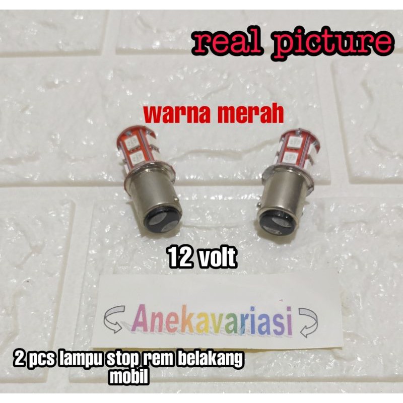 2 pcs lampu stop rem belakang mobil 13 mata LED kedip 12 volt