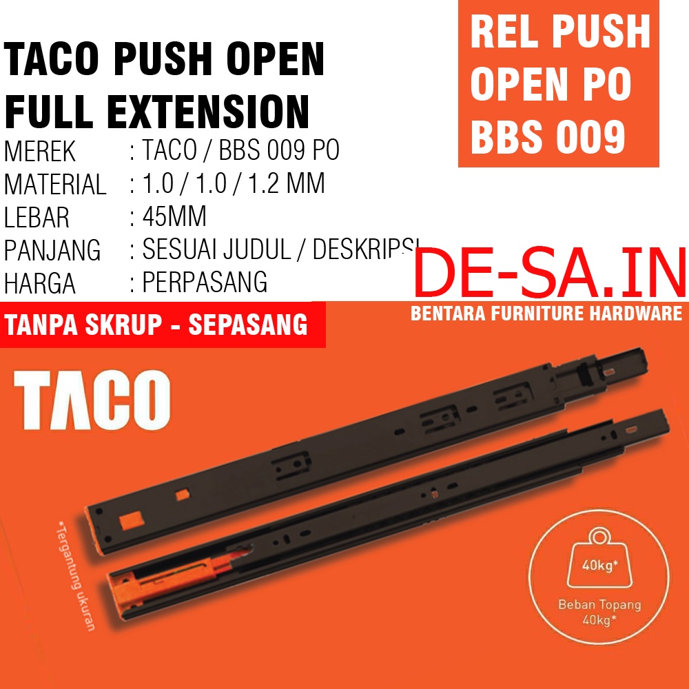 35 CM TACO REL LACI BBS-09 PO - Rel Laci Double Track Push Open Full Extension