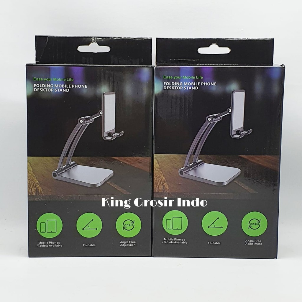 Dudukan HP / Holder HP Full Stainless / FOLDING MOBILE PHONE DESKTOP STAND Kode Q-009