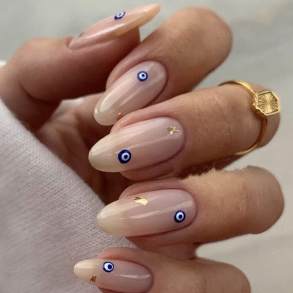 Mxbeauty Stiker Nail Art Mata Biru Wanita Lem Belakang Kartun Perekat Diri DIY Dekorasi Nail Art