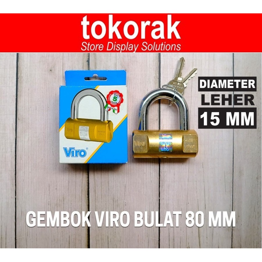 GEMBOK VIRO BULAT 80MM ASLI ITALY RUMAH PAGAR RUKO KANTOR TOKO