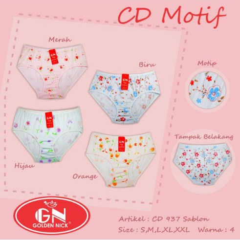 CD Golden Nick Print 937 Motif Wanita Dewasa | Celana Dalam GN Sablon Goldennick | Open Sorx Ecer Satuan