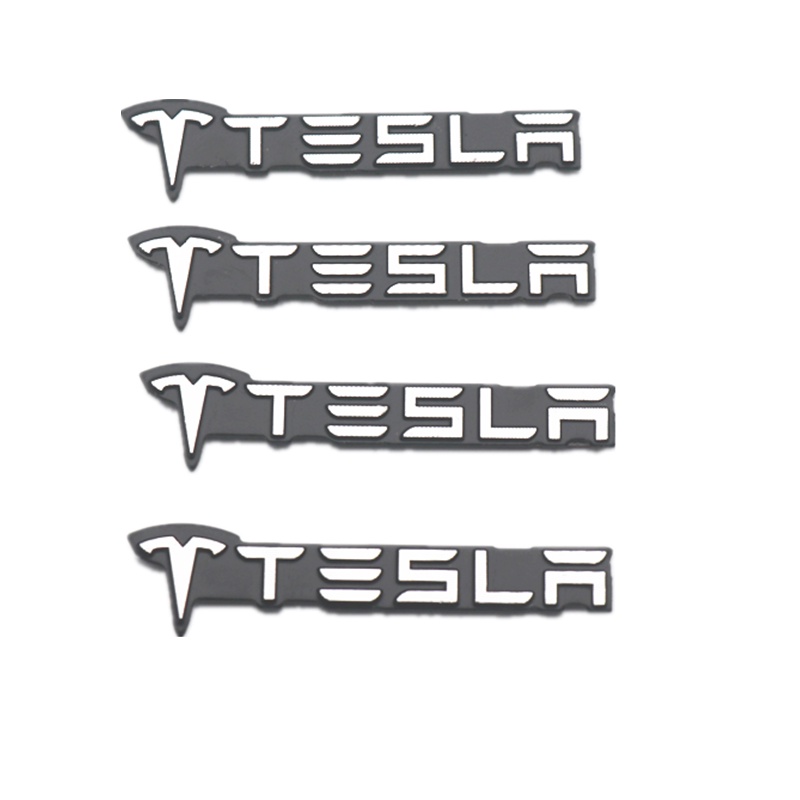 4pcs Stiker 3D Bahan Aluminum Untuk Tesla Model 3 2021 Model Y S X Roadster 2018 2019 2020