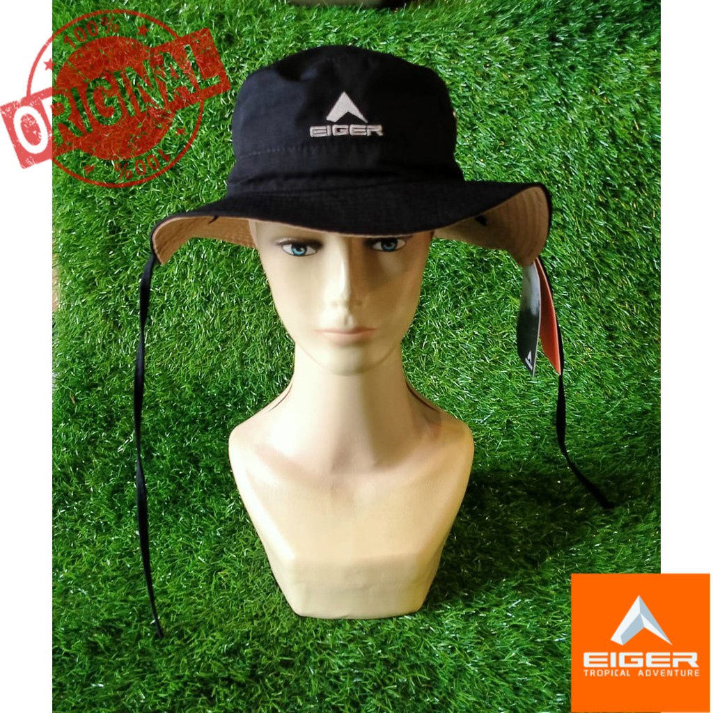 EIGER1989 TOPI  RIMBA 2 IN 1 BOLAK - BALIK - HITAM KHAKI  5441 TOPI COWOK KEREN TOPI MURAH TOPI CEWE