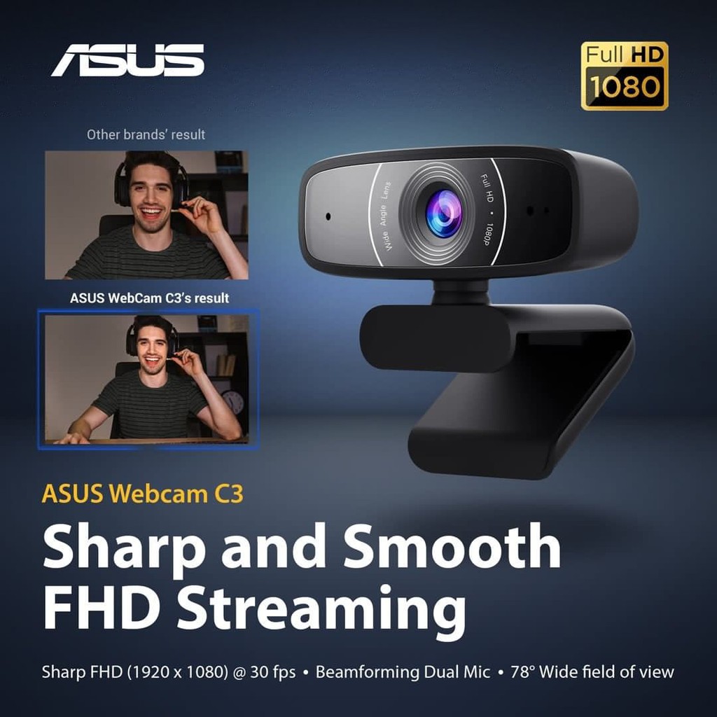 ASUS Webcam C3 / C-3 USB Camera with FHD 1080P 30 FPS Recording &amp; Mic