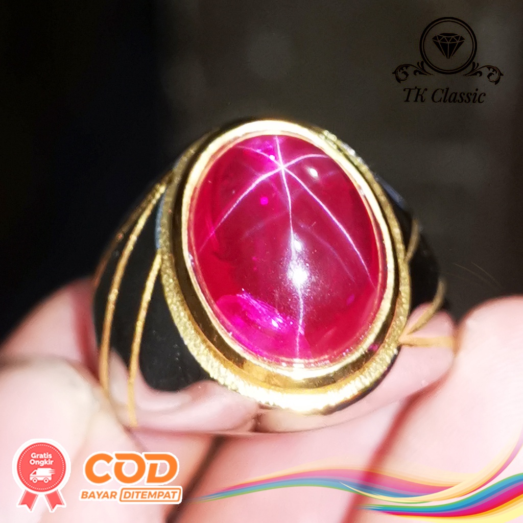Natural Batu Permata Ruby Burma Star