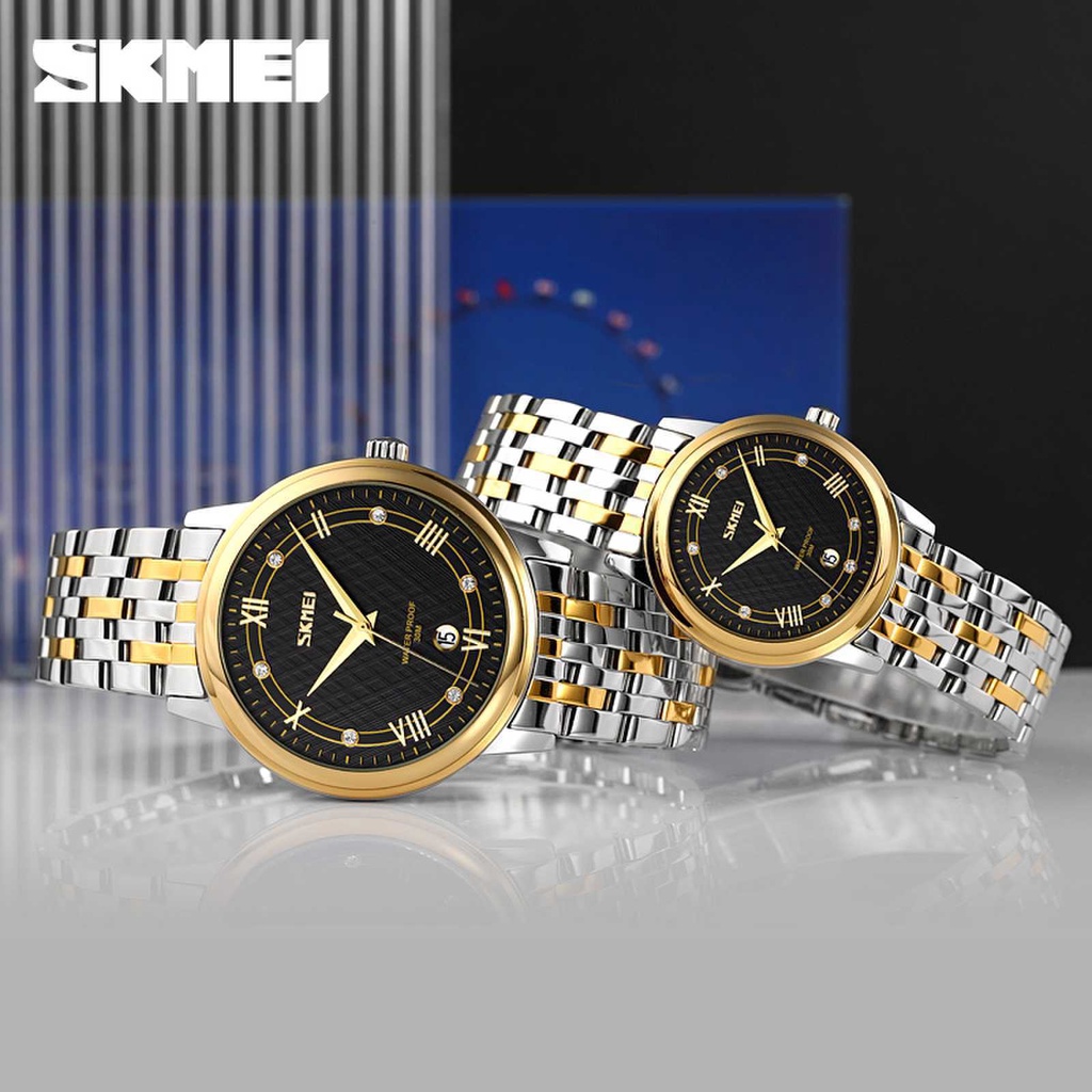 SKMEI 9272 Jam Tangan Pria Wanita Couple Analog Tali Stainless WATCHKITE WKOS