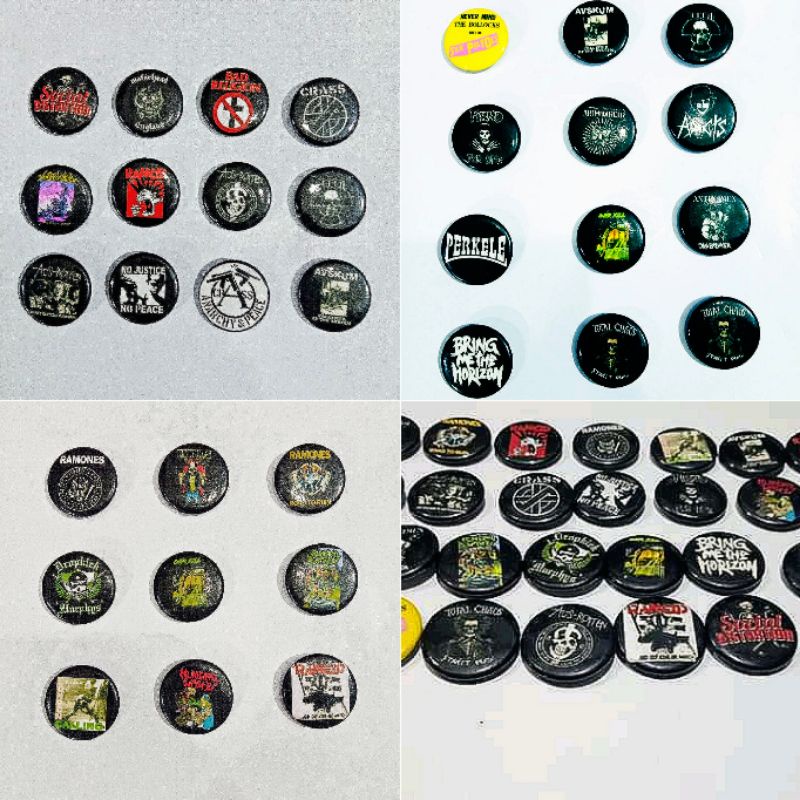 pin button,pin band punk,pin musik,pin bundar ,pin 5mm,assesoris punk,assesoris jaket,grosir pin