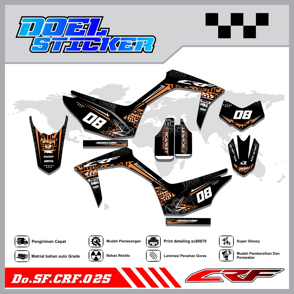 Sticker Striping Semifull CRF 150L List Variasi Hologram Pelangi,Crome Doel  025