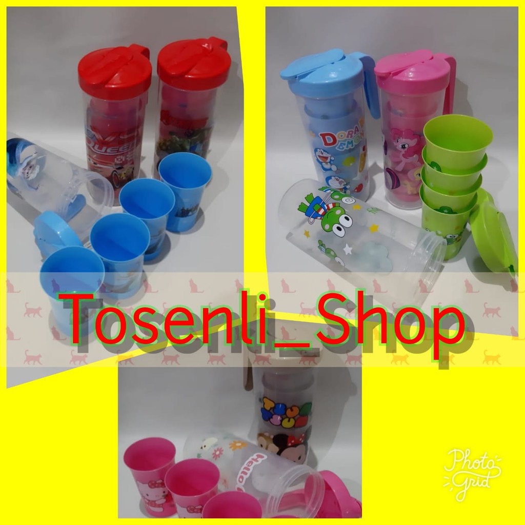 Jakarta - Teko 5 in 1 Teko Beranak Plastik Karakter Lucu dan Unik Teko Gelas Termos Plastik Beranak
