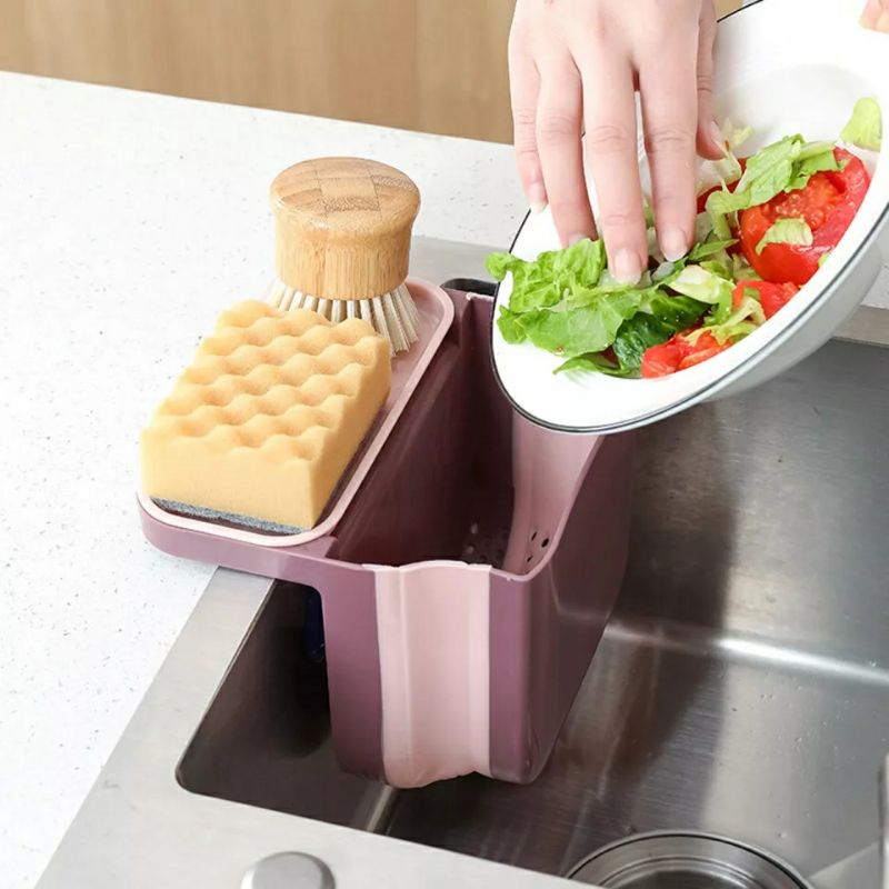Storage sampah sponge sikat wastafel/Foldable soap sponge sink drain holder