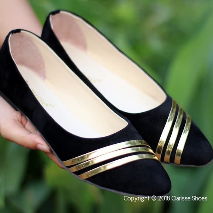 Flat shoes sepatu flat wanita flatshoes MAHESA flat shoes wanita suede - Hitam, 36