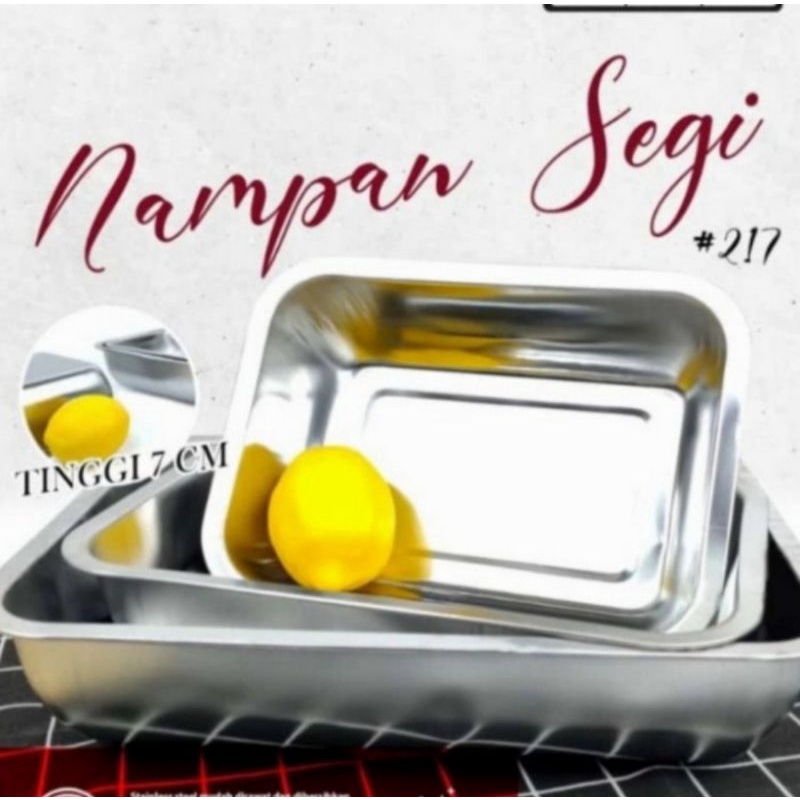 nampan stainless steel ukuran 32x22x7cm tebal / nampan kotak dalam tebal / nampan baki tray / wadah 