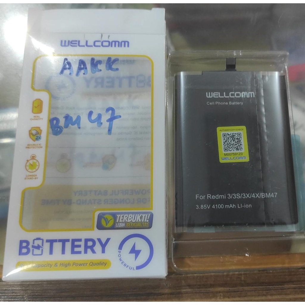 BATTERY WELLCOMM FOR REDMI 3 / 3S / 3X / 4X ( MODEL : BM - 47 )