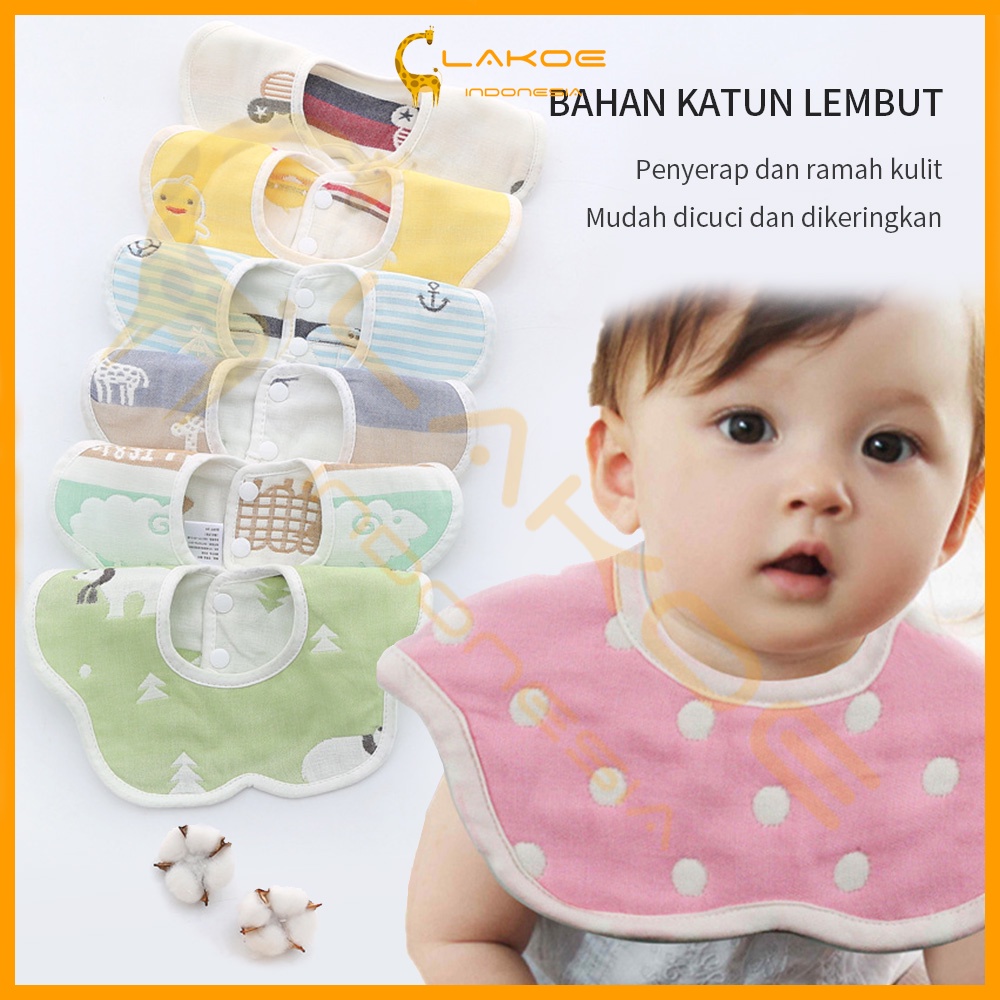 LAKOE bib bayi slabber bayi 6 lapis Celemek Makan Bayi Bahan Katun Gauze