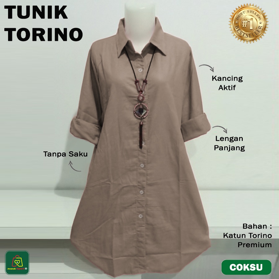 Baju Atasan Wanita Muslim TUNIK TORINO Bahan Katun JUMBO All Size Fit to XXL / 28861