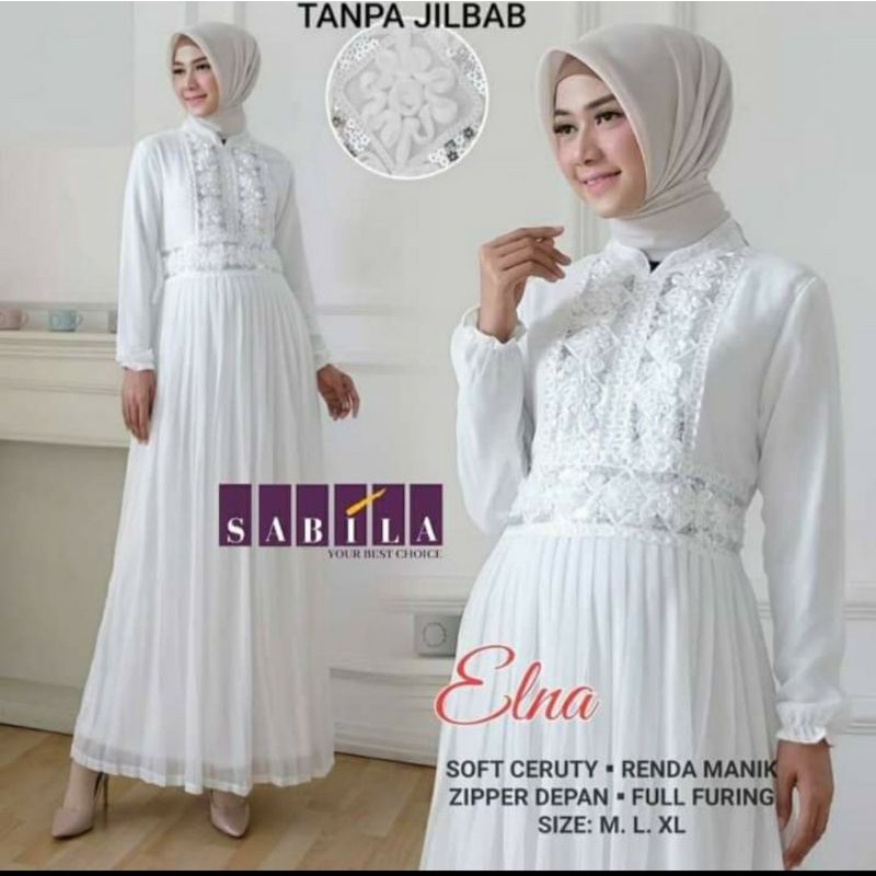 Emma Dress/ Gamis Putih/ Gamis Pengajian Putih/ Baju Putih/ White Dress/ Baju umroh/ Baju Prewedding