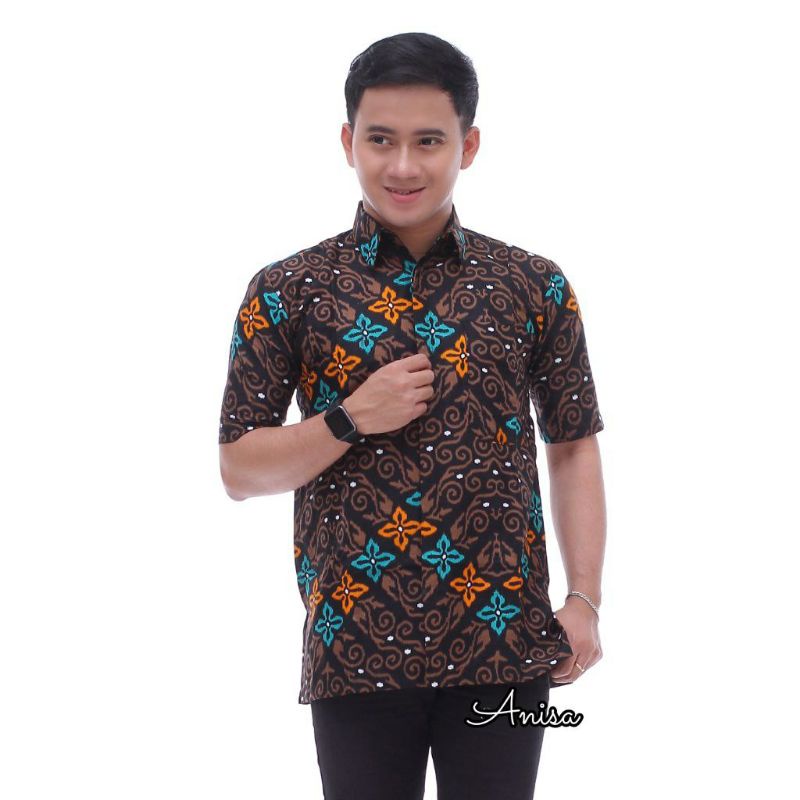 KEMEJA BATIK PRIA LENGAN PENDEK SIZE M L XL HEM BATIK PREMIUM