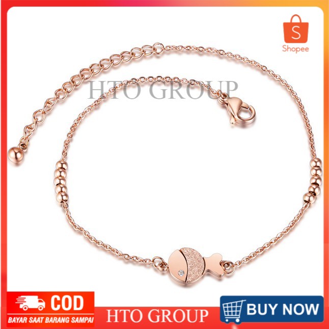 GELANG KAKI Wanita , Gelang Kaki Titanium Rosegold  - Gelang kaki titanium ANti karat Motif IKAN