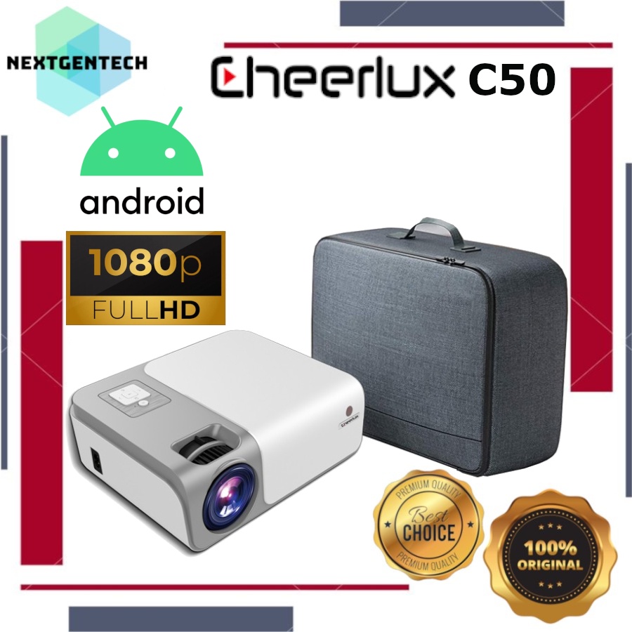 Cheerlux C50 Android Projector Full HD 1080p Proyektor 4000 Lumens