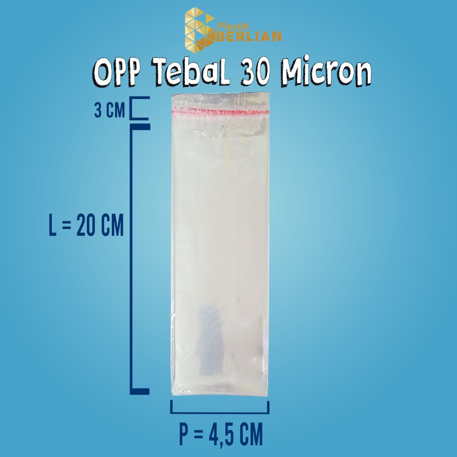 

4,5 X 20 cm Plastik OPP TEBAL 30 MICRON (100 lbr)