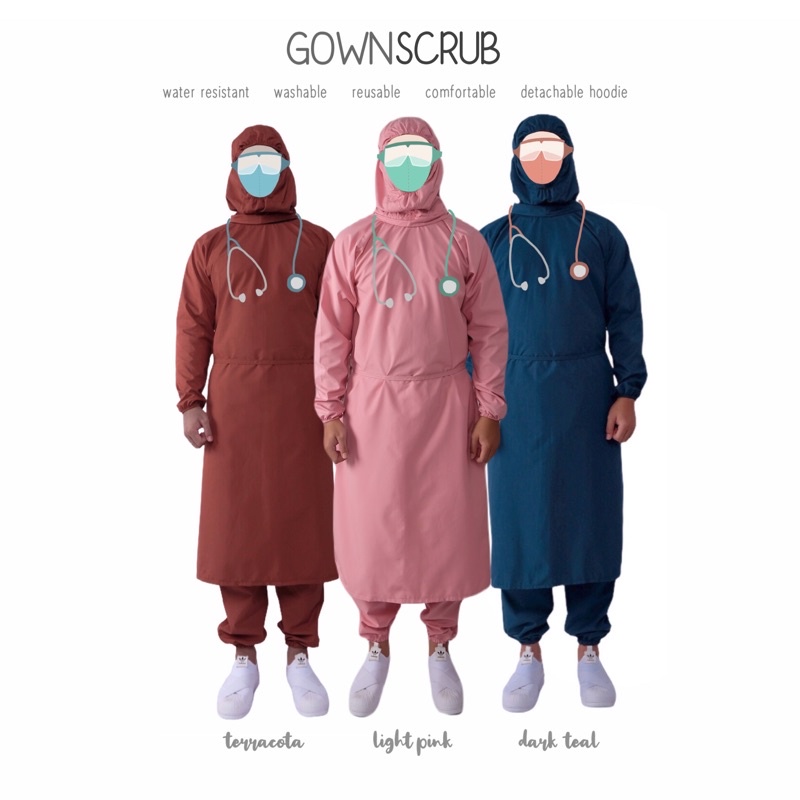 REUSABLE WATER RESISTANT GOWN SCRUB/Surgical Gown/Operation Gown/Gaun Bedah/APD Gown/Gaun APD