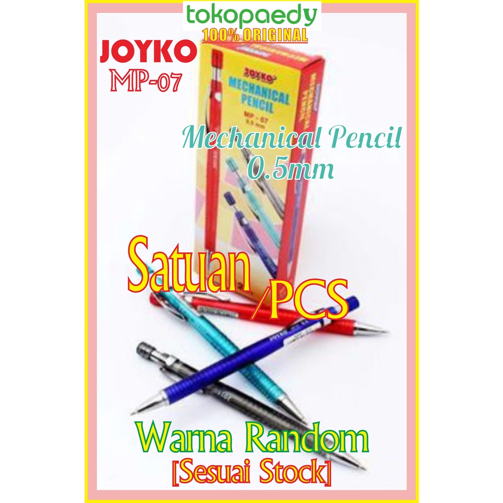

[SATUAN] JOYKO Pensil Mekanik MP-07 - 0.5 mm - SATUAN (1PCS) -WARNA WARNI - MP07 - JOYKO Mechanical