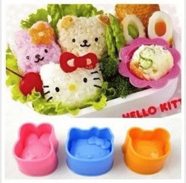 Cetakan nasi bento karakter 1 set isi 3 rice mold hellokitty