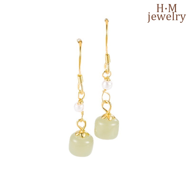 Anting Gantung Batu Giok Hetian Merah Vintage Untuk Wanita 2022