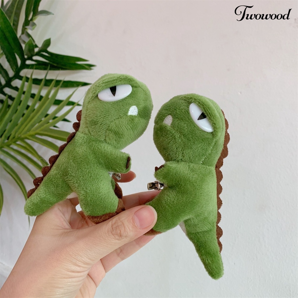 Twowood Dinosaur Brooch Anti-fall Funny Appearance Easy to Attach Stylish Plush Dinosaur Doll Brooch Pin for Girls